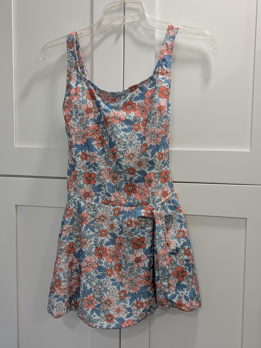Floral Scoop One-Piece Swimsuit in Coral, Pink and Blue